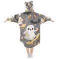 thumbnail image 2 of FORMRS Wearable Blanket Hoodie with Sleeves for Kids Cozy Flannel Sweatshirt, Cute Ghosts, 2 of 7