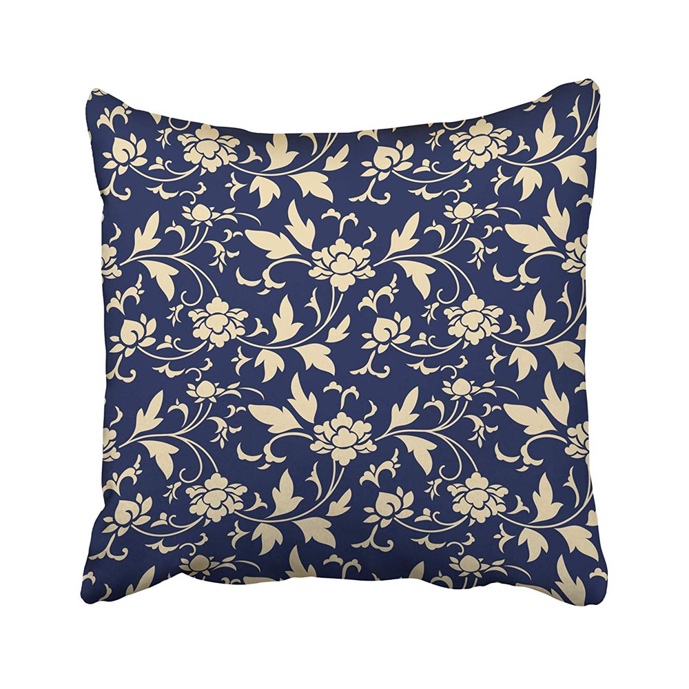 ARHOME Baroque Retro Navy Blue Botanic Garden Flower Vine Chintz