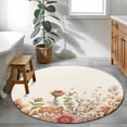 thumbnail image 4 of Round Area Rug 4ft, Fall Floral Eucalyptus Country Non-Shedding Washable Area Rug, Autumn Wild Flower Leaves Non Slip Low-Profile Circle Rugs for Living Room, Bedroom Dining Room, 4 of 9