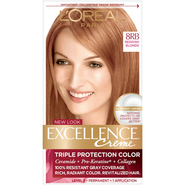 L Oreal Paris Excellence Creme 8rb Reddish Blonde Level 3 Permanent Haircolor 1 Application Walmart Com