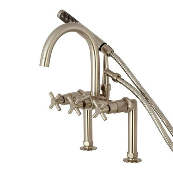 Aqua Vintage AE8108DX Deck Mount Tub Filler with Hand Shower, Brushed Nickel - 4.69 x 6.94 x 8.31 in.