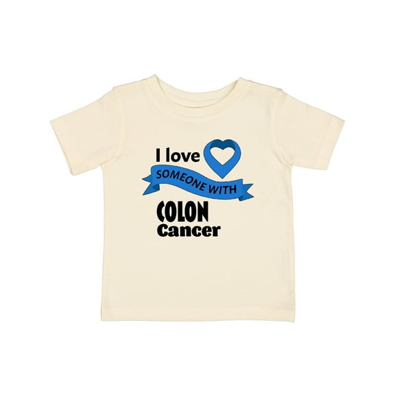Inktastic I Love Someone with Colon Cancer Blue Heart Ribbon Boys or Girls Baby T-Shirt