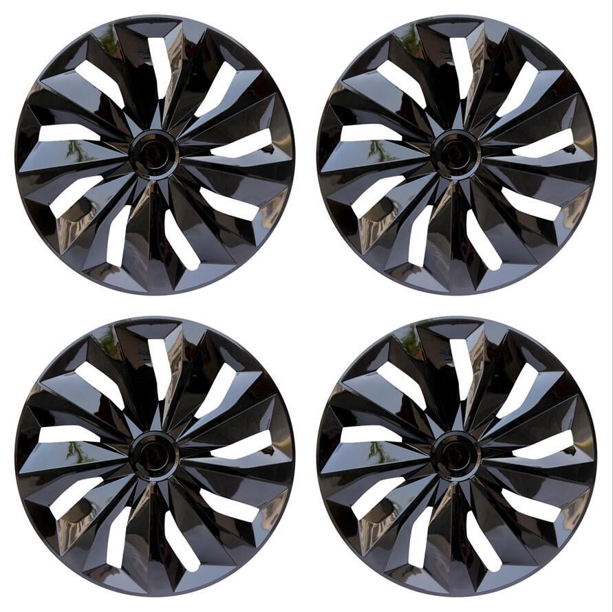 (4-Pack) Premium 17" Black  Wheel Rim Cover Hubcaps OEM Style Replacement Snap On Car Truck SUV Hub Cap - 17 Inch Set