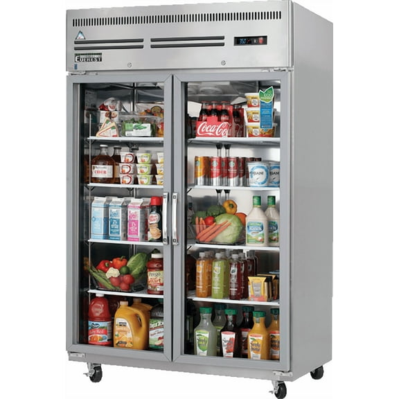 Everest Refrigeration ESGR2 49-5/8' Two-Door Glass Door Upright Reach-in Refrigerator, 48-Cubic Feet, NSF