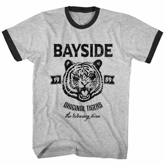 Saved By The Bell Comédie des Années 80 Sitcom Bayside Original Tigers T-Shirt à Col Contrastant pour Adulte