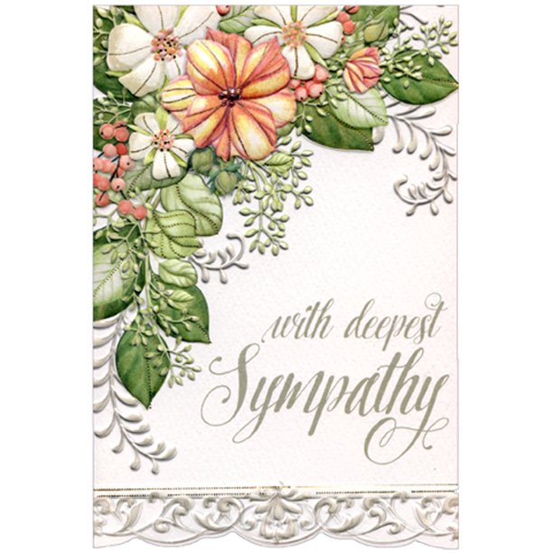 Pictura Deepest Sympathy Silver and Floral Border Sienna Garden Die Cut