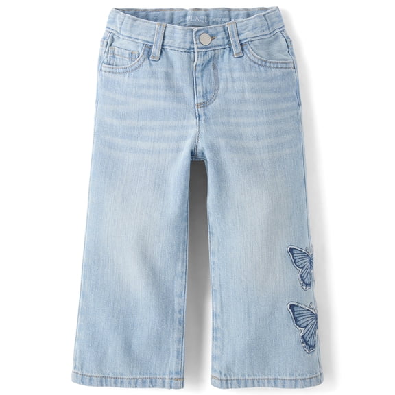 The Children's Place Toddler Girls Applique Butterfly Wide Leg Jeans, Sizes 12M-5T