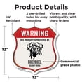 thumbnail image 2 of Warning This Property is Protected by Boerboel 12 inch X 12 inch Shield Shaped Commercial Grade Plastic Sign Weather Resistant Made in the USA, 2 of 6