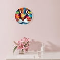 thumbnail image 3 of 16 Inch Wall Clock Battery Operated Silent Clock Decorative for Office, Kitchen, Outdoor, Living Room，Cat Face Close to Colorful Eyes Print, 3 of 4