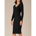 thumbnail image 2 of DARING DIVA V Neck Long Sleeve Slim Fitted Midi Dress M Black, 2 of 6