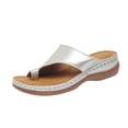 thumbnail image 2 of DIVVce Comfortable Sandals For Women Toe Loop Design Low Wedge Slip On Slides Breathable Footwear For Daily Walking, 2 of 8
