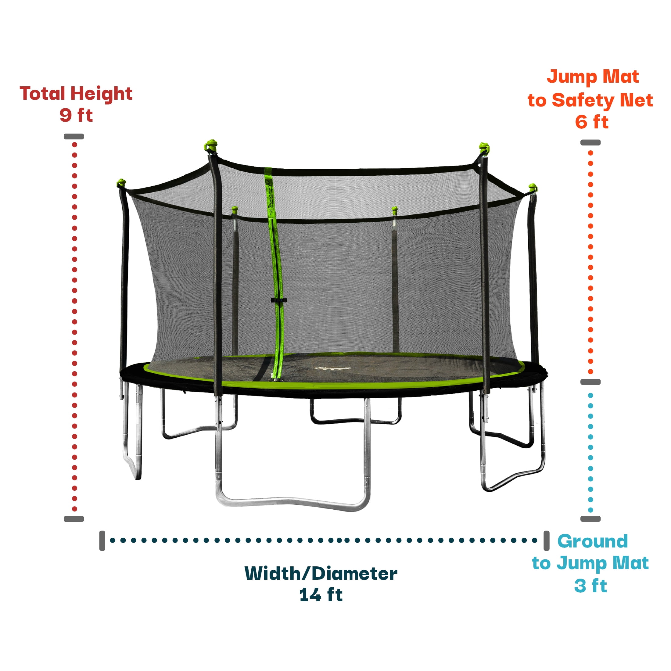 JumpKing 14ft Trampoline with Safety Enclosure, 200lb Weight Limit