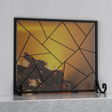 Fire Beauty Fireplace Screen Decorative Mesh Geometric Fire Spark Guard Gate Cover for Home
