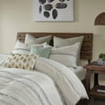 thumbnail image 4 of INK+IVY Full/Queen Nea 3-Piece Cotton Printed Comforter Set with Trims, Off White/Gray, 4 of 10