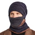 thumbnail image 2 of Airle 3Pcs/Set Warm Three Piece Set Knitting Ultra Soft Windproof Winter Face Cover Hat Scarf Set for Riding, 2 of 8