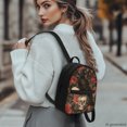 thumbnail image 3 of HELLHERO Raven Skull Rose Print Waterproof Handbag Practical Mini Backpack for Travel Work, Polyester Lightweight Small Backpack, 3 of 8