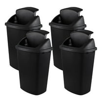 4 Pack 13 Gallon Top Lid Garbage Cans, Black Plastic Kitchen Trash Bins