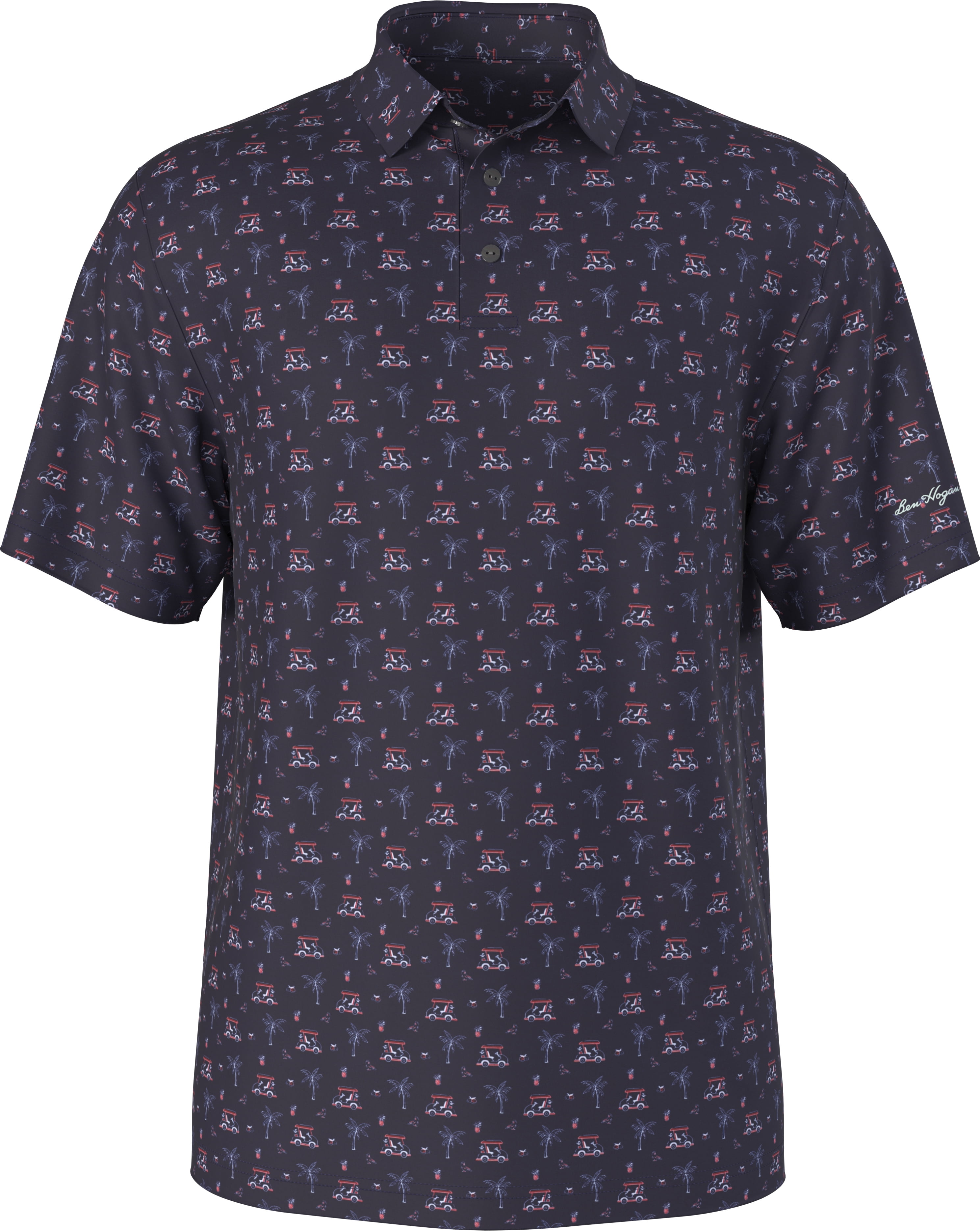 Ben Hogan Men's & Big Men's Performance Tropical Golf Cart Short Sleeve Polo Shirt, up to 5XL