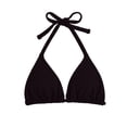 thumbnail image 5 of Swimsuits for Women Plus Size Solid Print Halter Neck Sleeveless Tie Front Fast Drying Bikini Top for Beach Bathing Suits Women Black L, 5 of 5