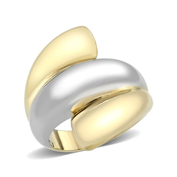 Two Tone IP Gold (Ion Plating) Stainless Steel Ring with NoStone in No Stone for Women Style TK3796 Size 8