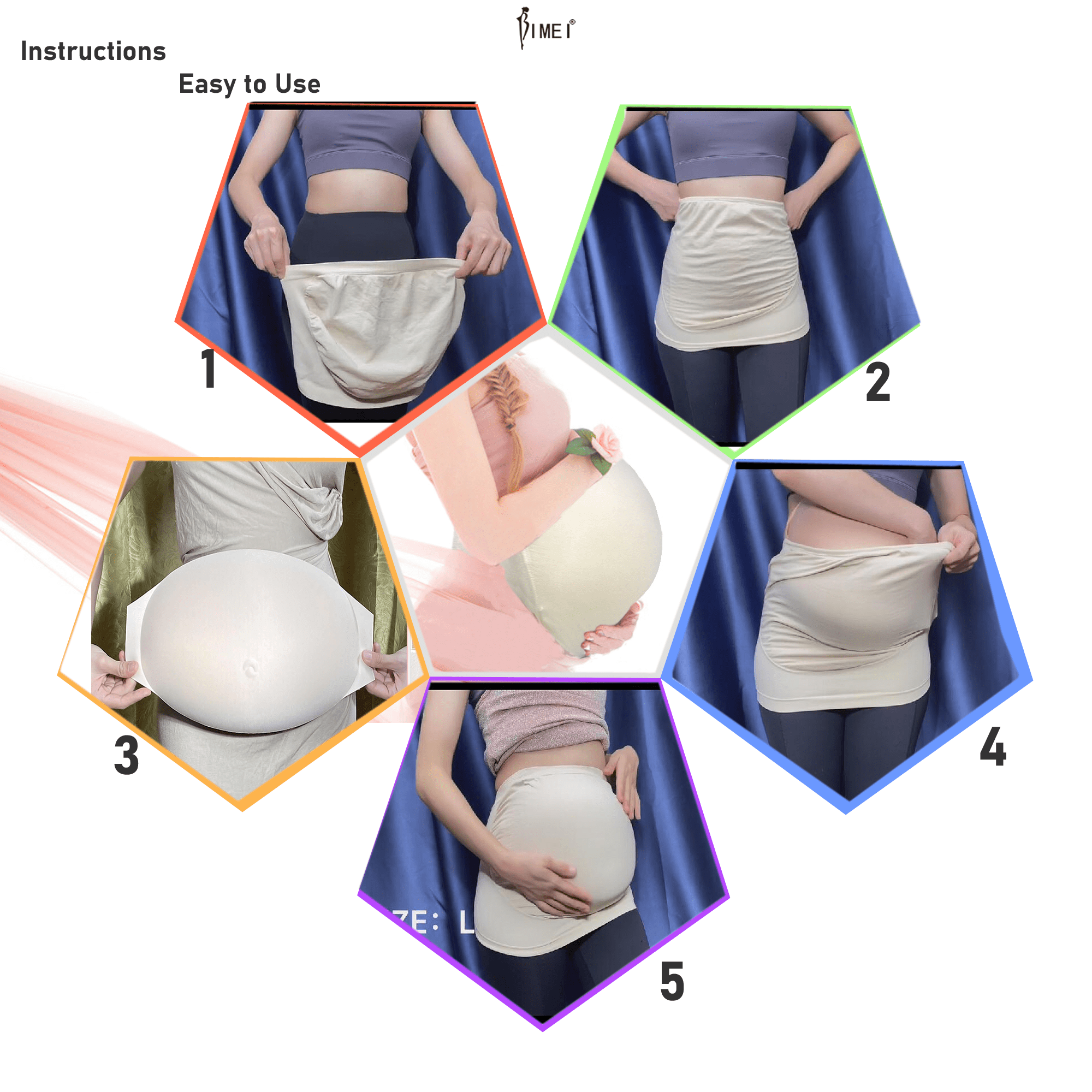 BIMEI Fake Pregnancy Belly Sponge Belly Film Props Tv Series Props Spoof Costume Cosplay Lightweight Glossy(Beige, S 2u20115 Months