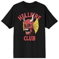 thumbnail image 4 of Stranger Things Hellfire Club Horned Winged Skull Adult Black Crew Neck Short Sleeve T-shirt-Large, 4 of 7
