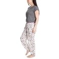 thumbnail image 4 of Hanes Women's Soft Retro Short Sleeve Top and Jogger Sleep and Lounge Set, Grey/Dotty Dogs, X-Large, 4 of 4