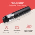 thumbnail image 3 of Owleys Cordless Car Vacuum Cleaner - 16000PA Powerful Suction - Rechargeable Vacuum Cleaner for Car - Handheld Vacuum Cleaner for a Vehicle - Portable High Power Vacuum for Home, Car, 3 of 8