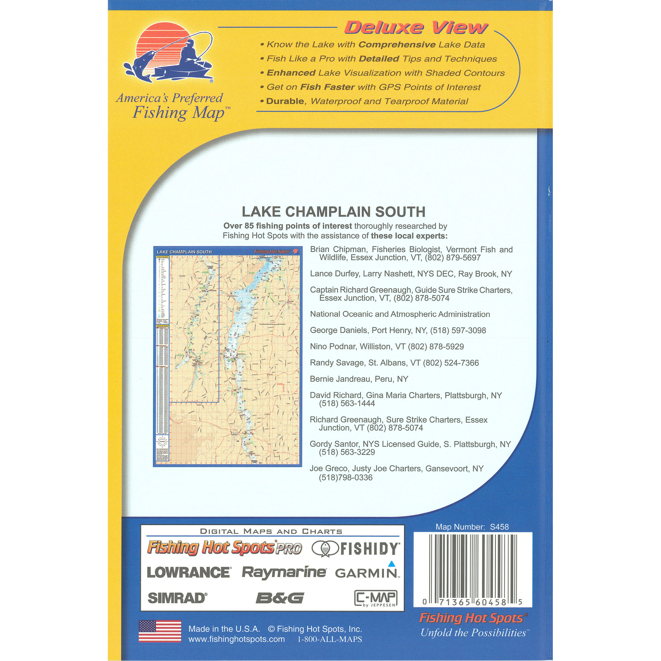 Fishing Hot Spots Pro Fishing Map S458 Lake Champlain South Fishing Map ...