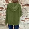thumbnail image 4 of Women's 2025 Fall Fashion Oversized Button V-Neck Hoodie, Casual Drawstring Hooded Knit Sweatshirt with Cable Ribbed Design, Soft Breathable Long Sleeve Pullover for Daily Wear Green L, 4 of 7