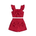 thumbnail image 2 of Gamivast 2 Piece Sets for Girls Outfits Bow Front Ruffle Sleeve Crop Cami Tops Skorts Shorts Sets Fashion Summer Two Piece Sets Red12 Months Vestidos De Verano Para Niña, 2 of 7