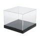 thumbnail image 1 of Caja de exhibición de acrílico transparente con base negra, resistente al polvo y ensamblable para mostrador. 35cmx35cmx25cm, 1 of 7