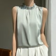 thumbnail image 2 of APEXFWDT Women's Silk-Cool Tank Top Sleeveless Ruffle Collar Solid Camisole Lightweight Inner Wear for Summer & Daily Layering,XXL,Green, 2 of 3