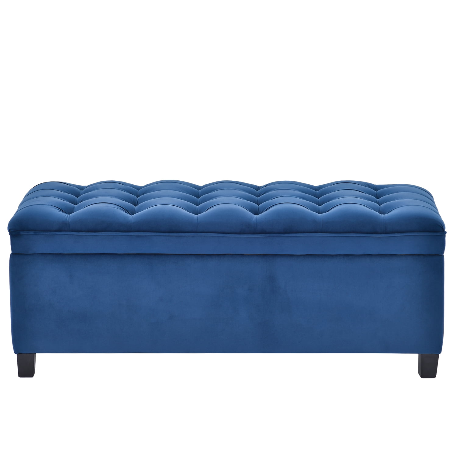 Kadyn Upholstered Flip Top Storage Bench, Storage Ottoman Bench with Button Tufted Top, Folding Chest Foot Rest Stool for Bedroom, Blue
