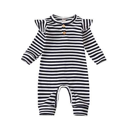 

Binmer Newborn Toddler Baby Long Sleeve Striped Print Knitted Romper Jumpsuit