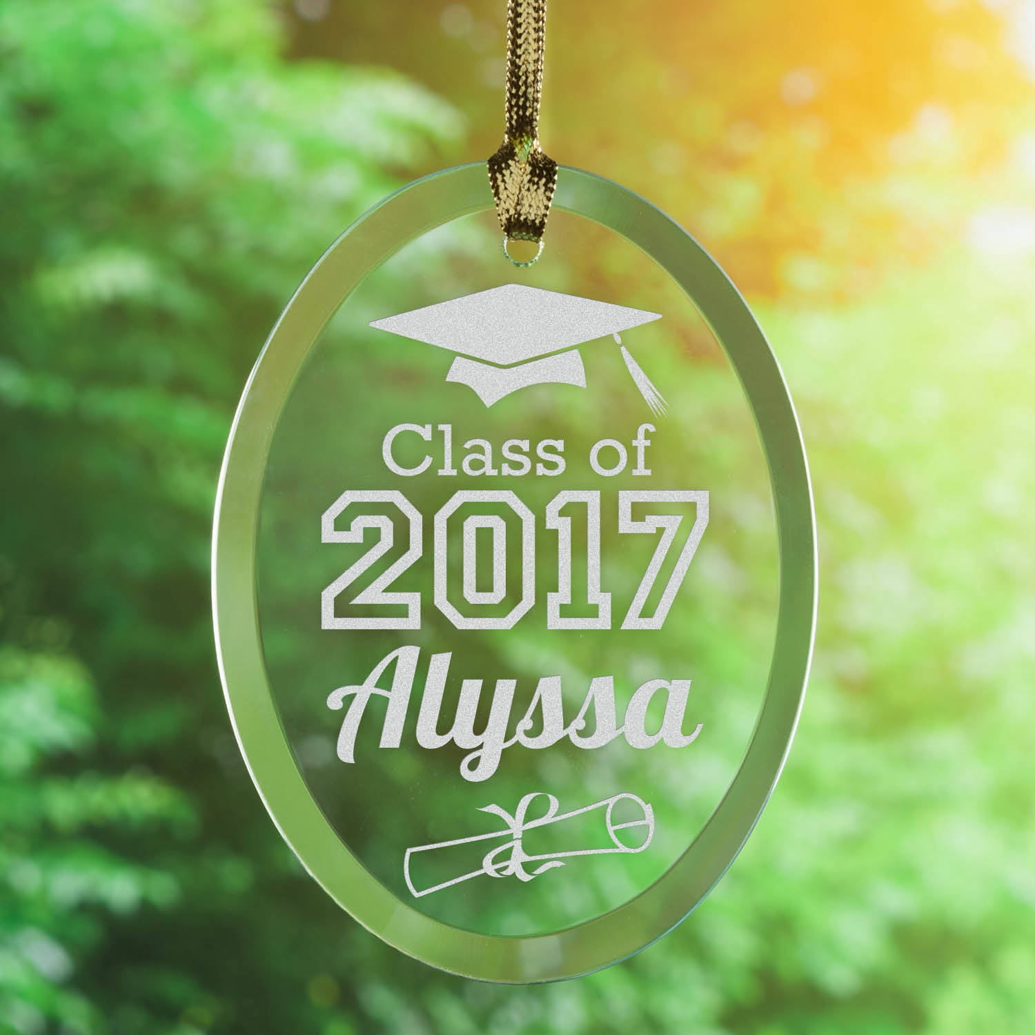 Congrats Grad Personalized Glass Sun Catcher