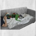 thumbnail image 5 of Dinosaur Bicycle Soft Flannel Fleece Blanket, Funny Cartoonish Illustration of a T-rex Riding a Motorcycle Print, Cozy Plush for Indoor and Outdoor Use, 50" x 60", Green Multicolor, by Ambesonne, 5 of 5