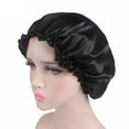 thumbnail image 2 of Holloyiver Silk Bonnet for Sleeping, Reusable Satin Hair Bonnets, Soft Elastic Band Silk Sleep Cap, Hair Wrap for Women (Black), 2 of 5