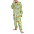 thumbnail image 2 of FORMRS Kids One-Piece Pajamas Hooded Long Sleeve Union Suit Soft Onesie Sleepwear, Sizes 4T-14Y, Green Avocado Pattern, 2 of 7