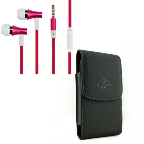 Leather Case Belt Clip w Hi-Fi Sound Wired Earphones for Google Pixel 5a 5G/4a 5G Phones - Holster Cover, Headphones Handsfree Mic G2A Compatible With Pixel 5a 5G/4a 5G Models