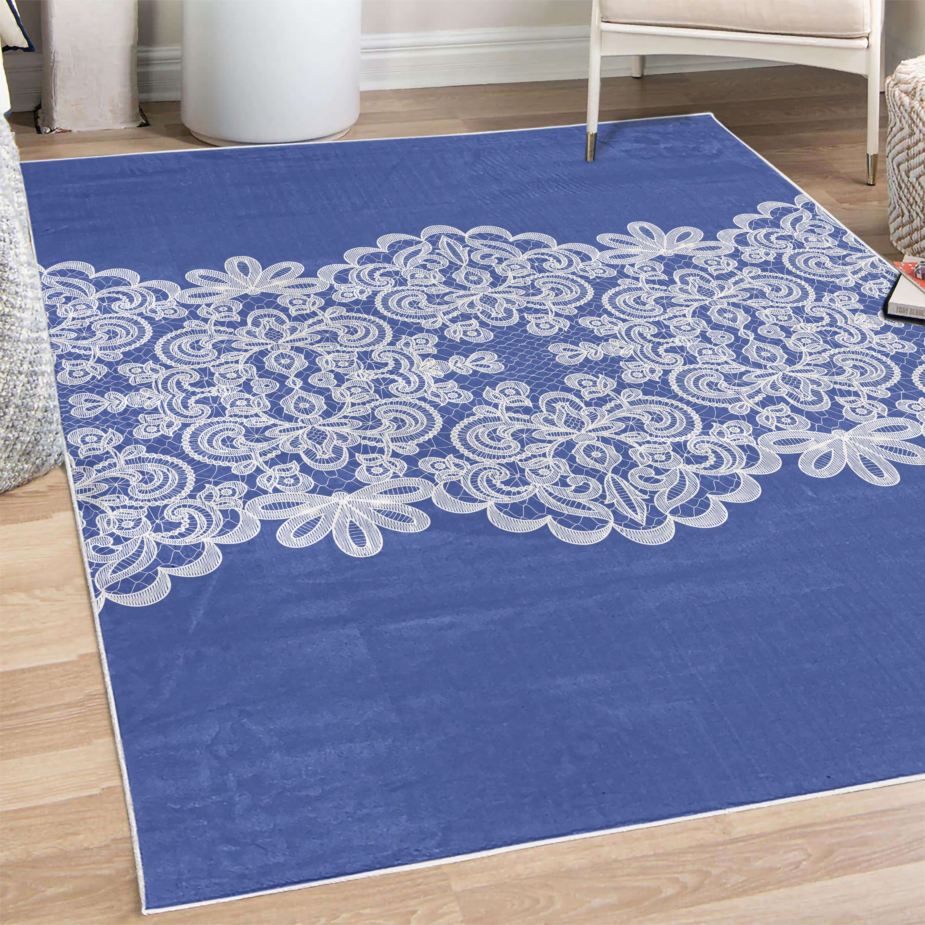 Lace Decorative Rug, Needlework Ornamental Style Vintage Wedding Bridal ...