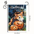thumbnail image 6 of 1pc, Halloween Corgi Puppy Dog Witch Hat Pumpkin Ghosts Bats Castle Polyester Double Sided Garden Flag, Fall Winter Flags, Holiday Seasonal Home Wall Yard Lawn Patio Farmhouse Outdoor Decor Event Par, 6 of 6