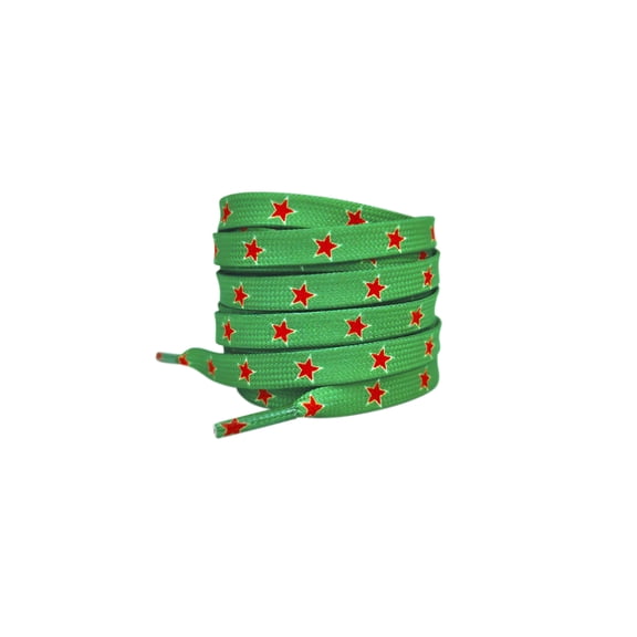 INSPIRE CHIC Flat Shoelaces Colored Star Patterned Printed Shoe Laces for Sneakers Boots Sport Shoes 1 Pair Green-Red Star 120cm/47.2"