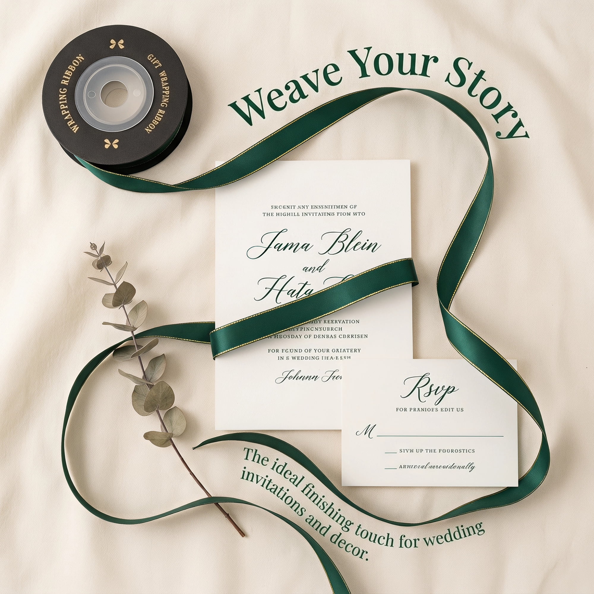 Unique Bargains Elegant Fabric Ribbon for Gift Wrapping and Crafting Projects Green