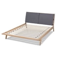 thumbnail image 3 of Baxton Studio Emile King Size Grey Upholstered Oak Finished Wood Platform Bed, 3 of 9
