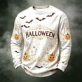 thumbnail image 5 of Havenx Halloween Shirts for Men Pumpkin Print Shirts Long Sleeve Crew Neck T-Shirt Fashion Funny Spooky Scary Lightweight Top,White 3XL, 5 of 5