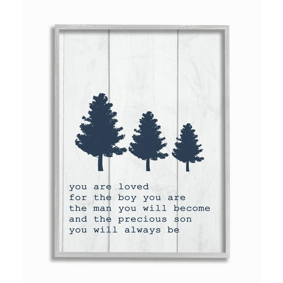 The Kids Room By Stupell You Are Loved Son Three Tree Planks Gray Framed Texturized Art