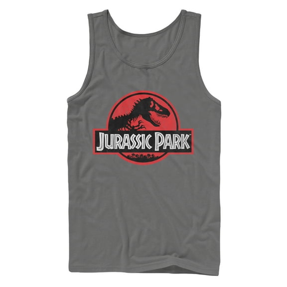 Men's Jurassic Park Circle Logo Tank Top Charcoal Large