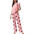 thumbnail image 2 of IWRICH Pajama Sets for Women Sleeveless and Long Pants Sleepwear Sets Crew Neck Loungewear Matching Sleepsuit Pink XL, 2 of 4