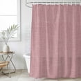 thumbnail image 6 of Polyester Fabric Vintage Nude Pink Shower Curtain, Farmhouse Retro Solid Color Linen Texture Waterproof Bathtub Curtain Bathroom Decor Set with Hooks 66 x 72 Inches, 6 of 6